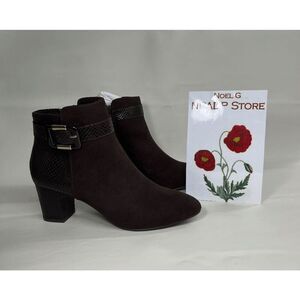 Karen Scott Women's Ivyy Mixed Media Booties - Chocolate 10M